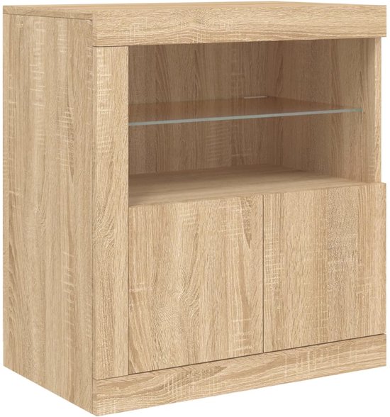 Buffet avec éclairage LED vidaXL 162 x 37 x 67 cm, couleur chêne Sonoma