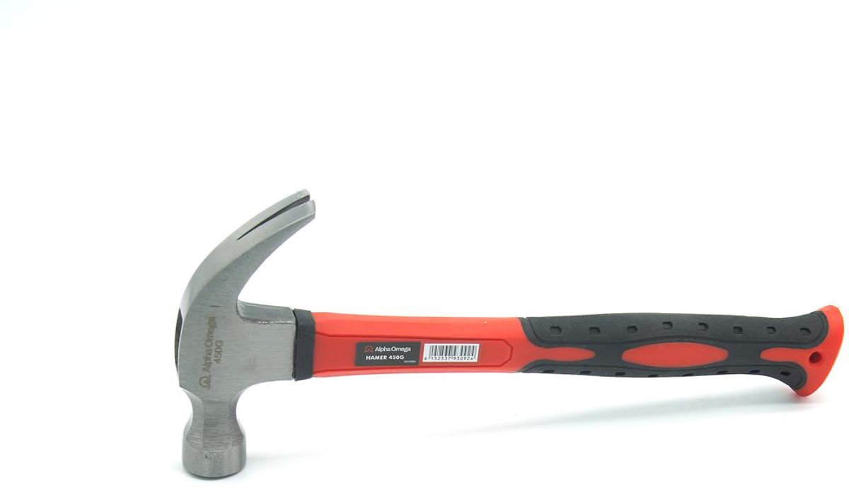 Alpha Omega® - Klauwhamer - 450 gram - Anti Slip Handgreep - Professionele Hamer voor Bouw en Klussen