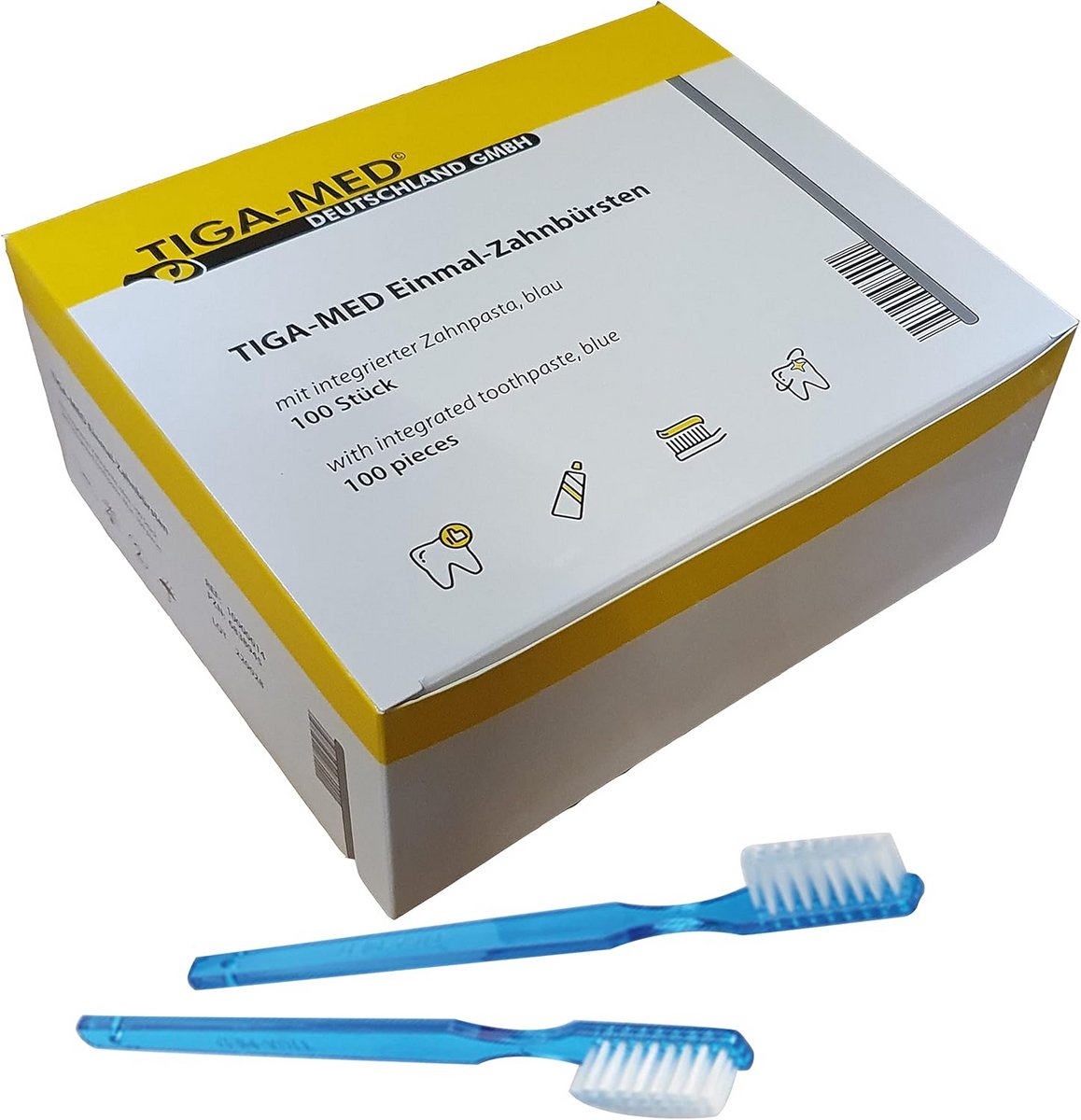 100 Stuks Tandenborstels met Geïntegreerde Tandpasta - Blauw