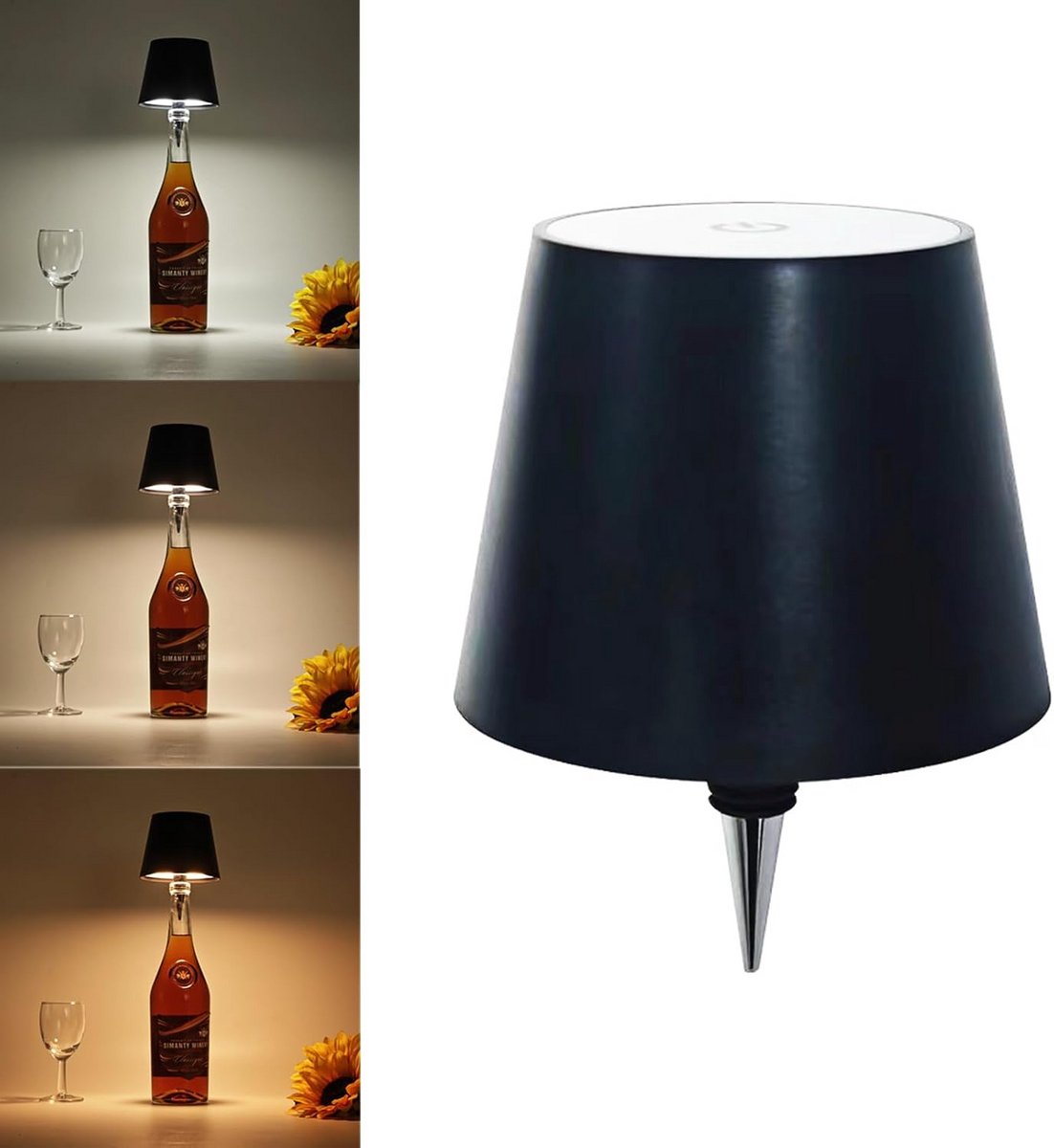 Draadloze LED Fleslamp - Oplaadbaar Sfeerverlichting met 3 Kleuren en Traploos Dimmen