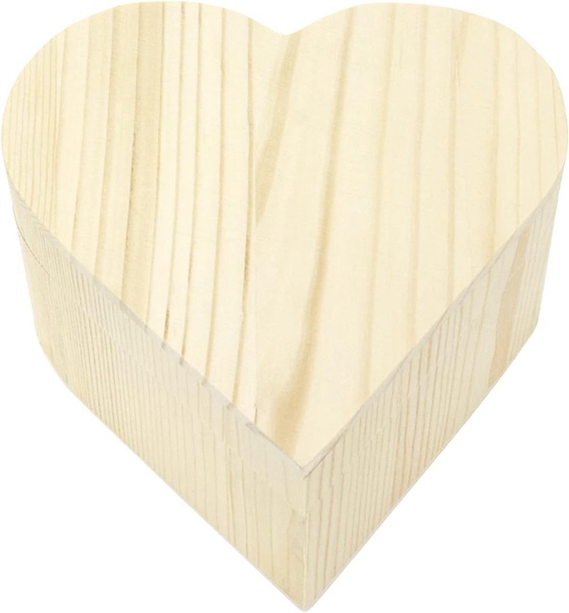 Houten Doos met Deksel Hartvormig - Onbewerkt Dennen Hout voor Knutselen en Opslag