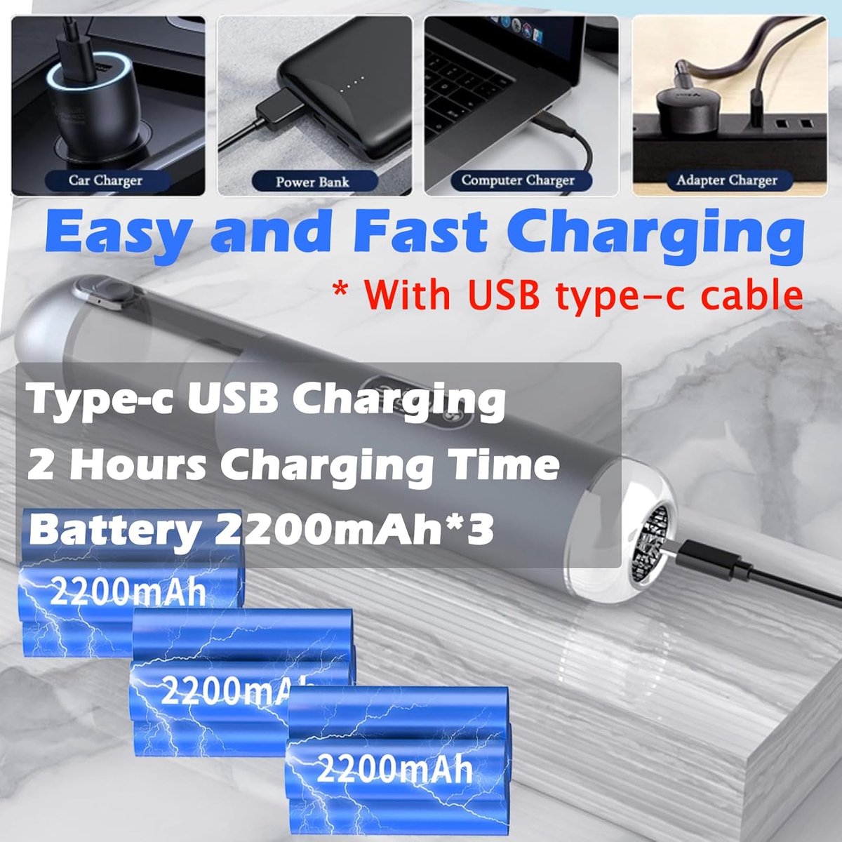 Draadloze Draagbare Stofzuiger 18000Pa met HEPA Filter - afbeelding 3