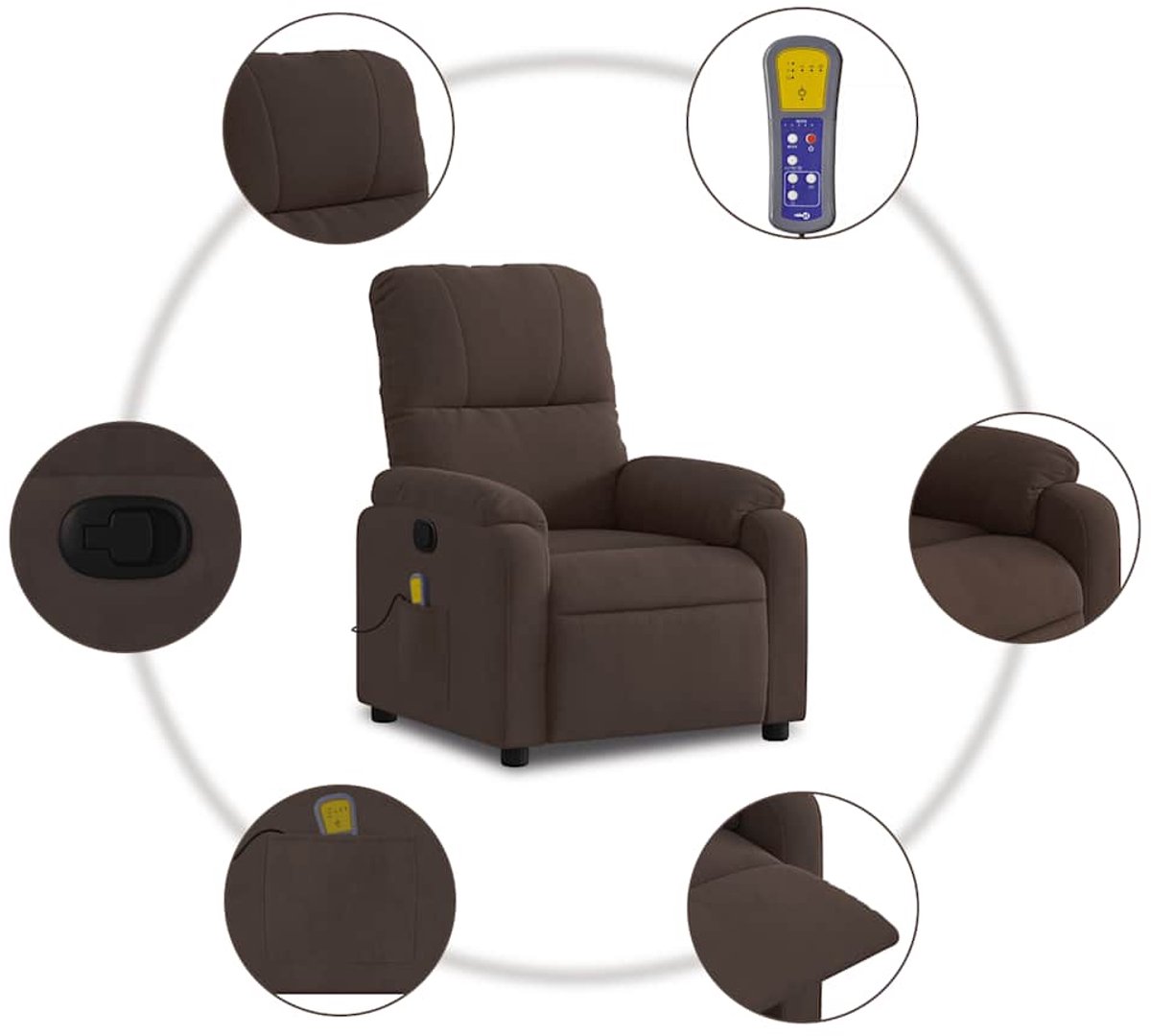 vidaXL Massagestoel Microvezel Bruin - afbeelding 2