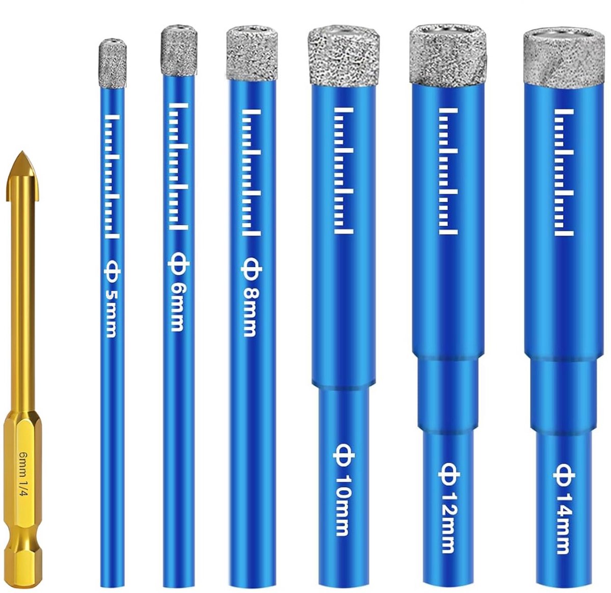 Multifunctionele Diamant Tegelboor Set voor Keramiek, Glas en Steen (7 Delen)
