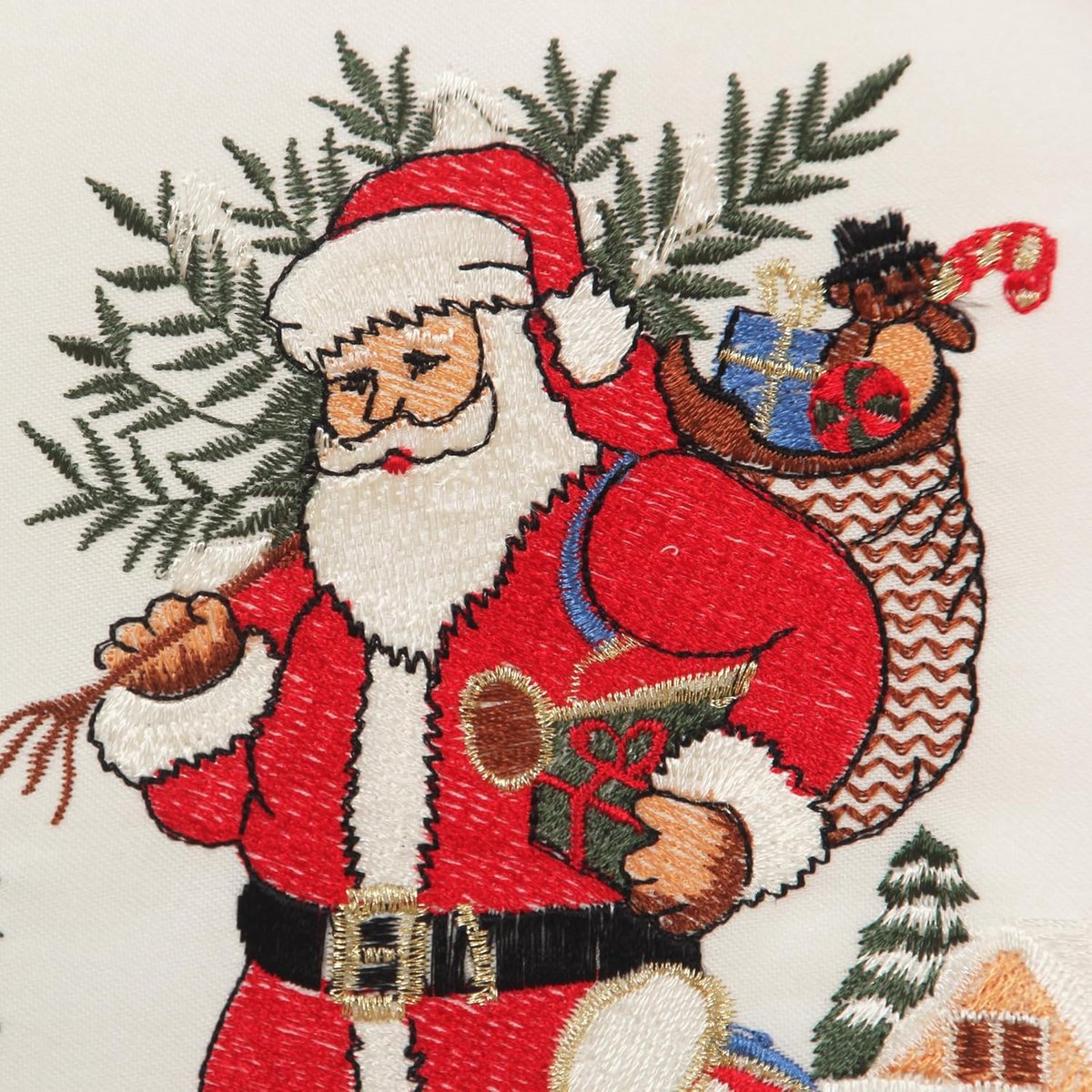 Ronde Kerst Tafelkleed met Sneeuwlandschap en Kerstman 40 cm Polyester