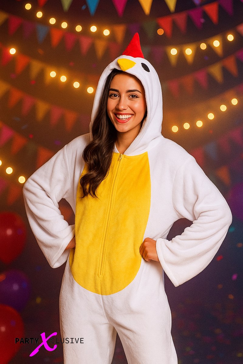 Partyxclusive Kippen Onesie Dieren Onesie Dieren Kostuum Carnavalskleding Carnaval kostuum verkleedkleding Volwassenen - Onesie - Wit - Unisex - Polyester - Onesize — afbeelding 7