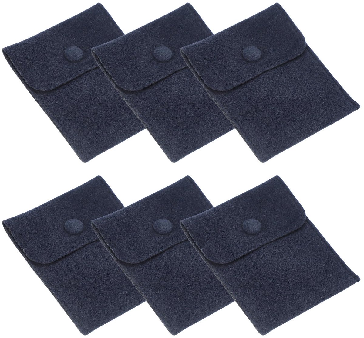 9x4 inch sieraden zakje, 6 stuks zachte fluwelen zakjes met drukknop draagbare opslag voor ringen ketting armband oorbel horloge, donkerblauw