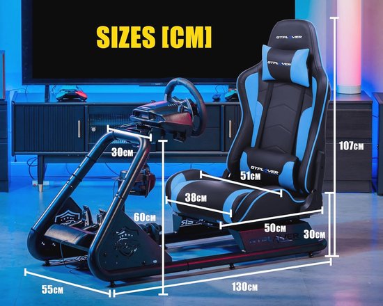 SIM Racing Cockpit Simulator met verstelbare stuurwielstandaard en luidsprekers van Merkloos — afbeelding 3