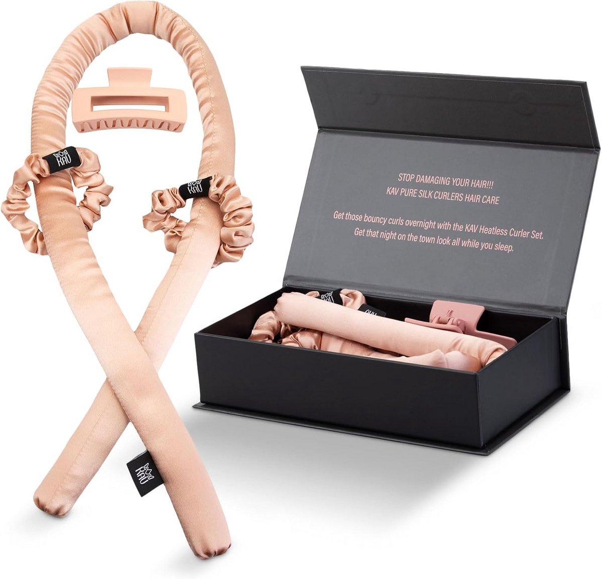Hitteloze Haarrollerset van Zijde voor Gezonde, Volumieuze Krullen Zonder Hitte