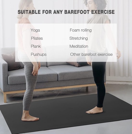 Grote yogamat voor mannen en vrouwen - 6'x4'x6mm, extra brede TPE fitnessmat voor thuisgymnastiektraining, antislip, perfect voor blote voeten oefeningen (yoga, pilates, stretching, meditatie) — afbeelding 2
