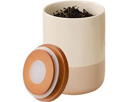 XUDREZ Ceramic Storage Boxes with Airtight Lid, Kitchen Storage Cans, Salt Box for Coffee, Sugar, Tea, Cereal Flour, Herb Airtight, Round, with Lanyard (L 1 Pack)