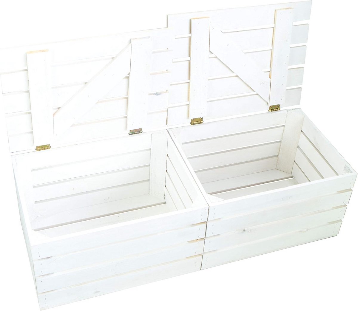 Kistenkolli Altes Land Fruit box, wooden box, flamed, white or natural, with lid, 48 x 36 x 27 cm, wooden box with lid, treasure chest, storage box (white, 2)