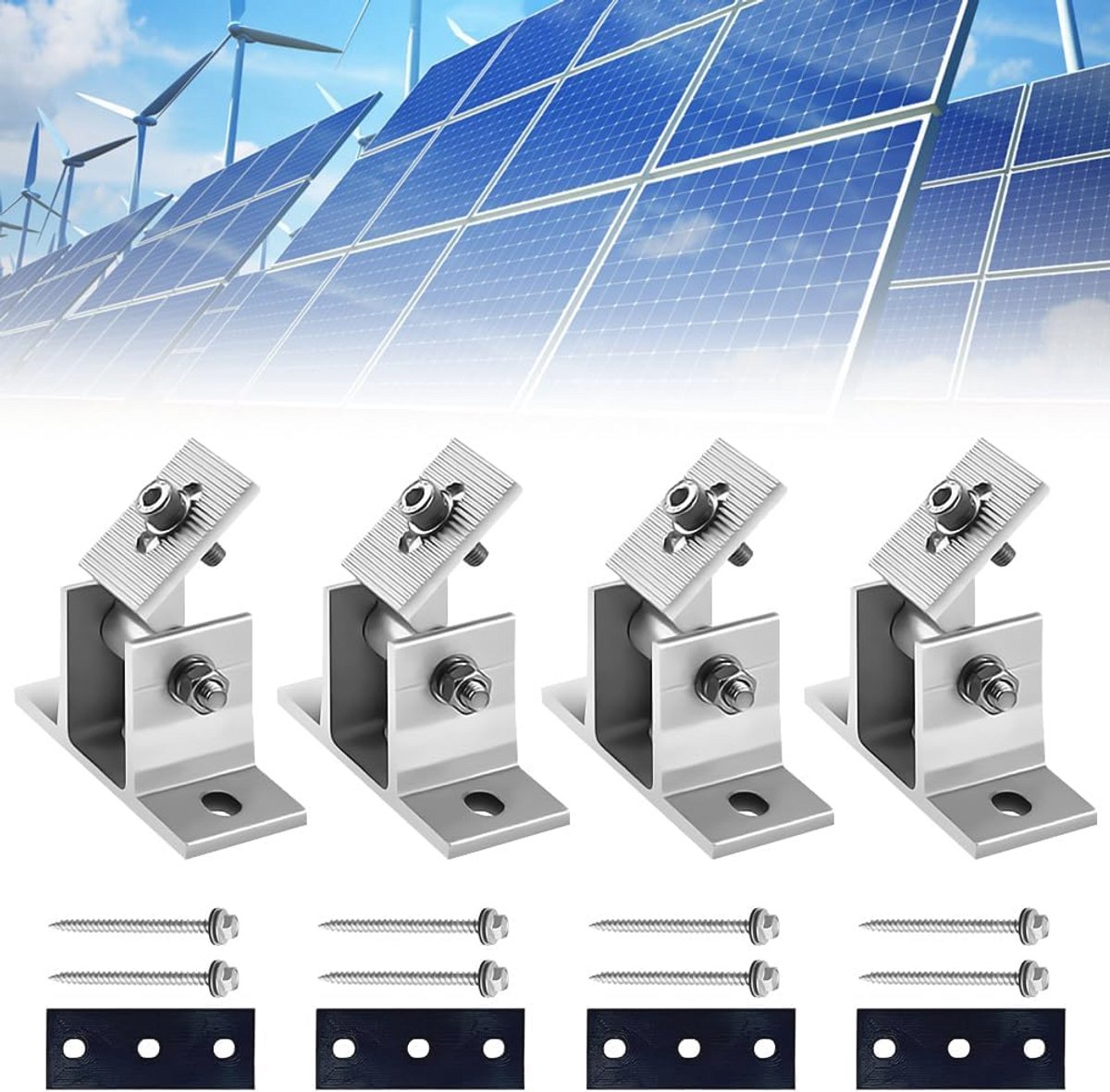 4 Stuks Individueel Verstelbare Zonnepaneelhouders voor Plat Dak