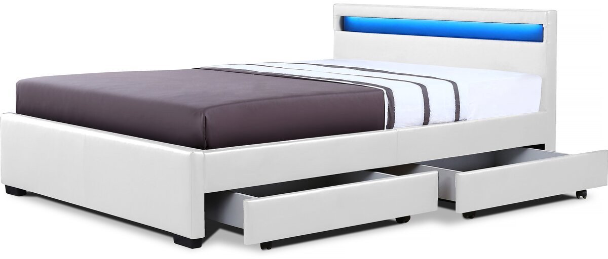 Bed met 4 lades LED "Nico" - 160 × 200 cm - Wit