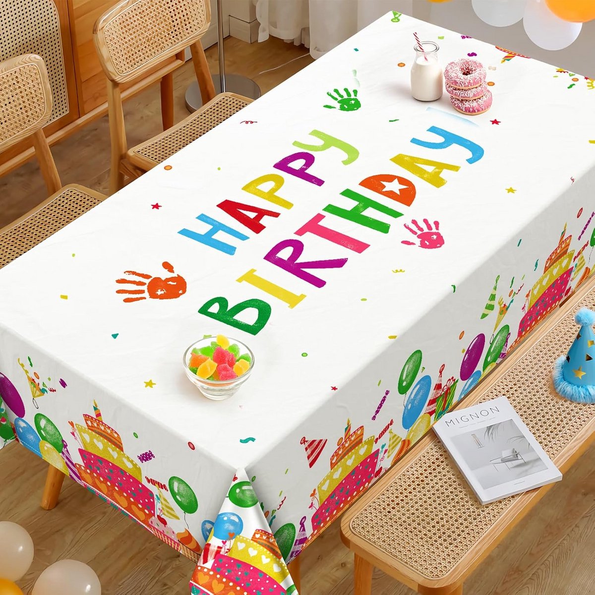 Verjaardag Tafelkleed Rechthoekig Waterdicht & Vlekbestendig voor Feestdecoratie