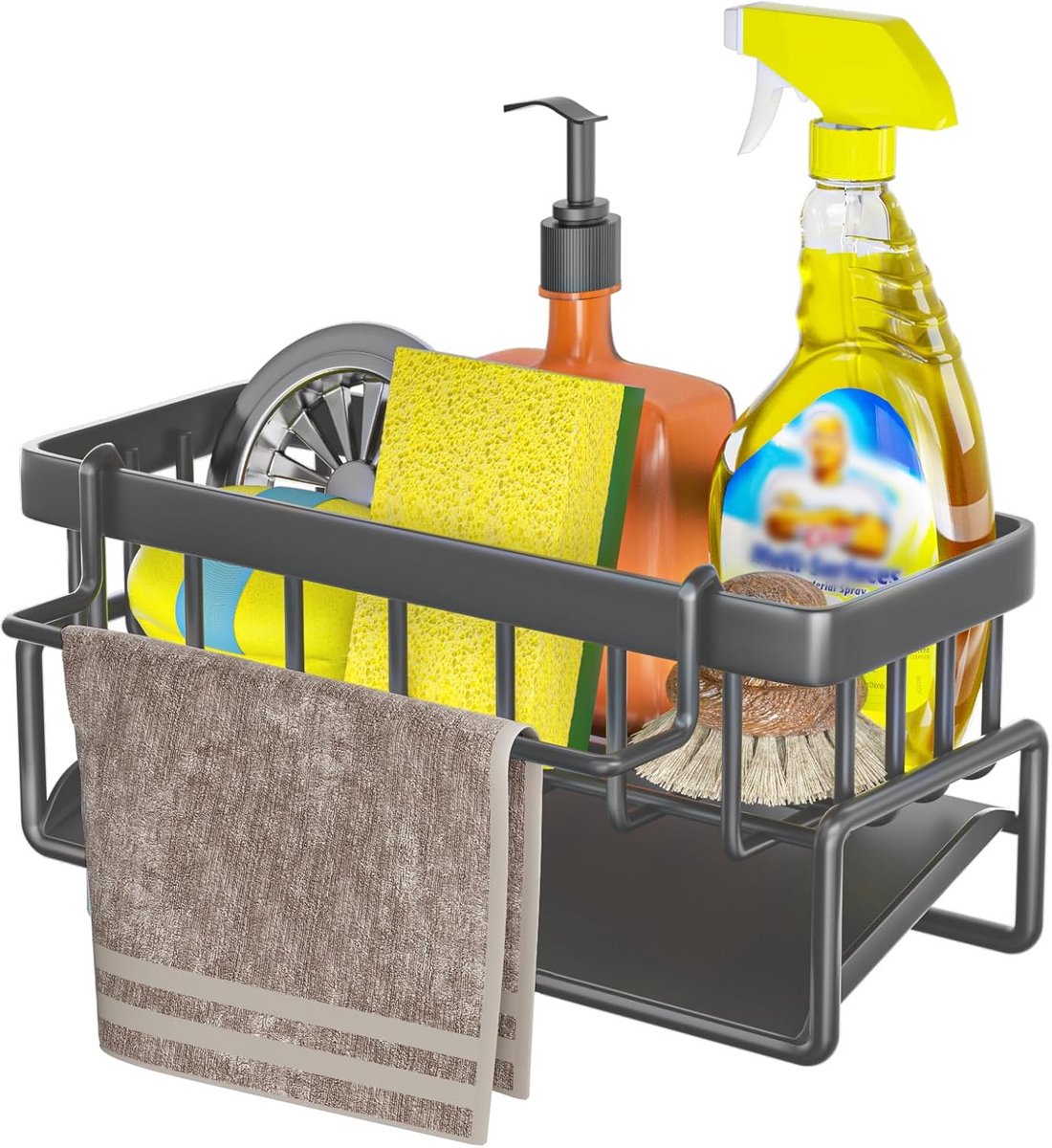 Aanrecht Plank - Sponshouder Keuken - Keuken Ordenen - Zelflozend Systeem - 23 cm Lengte - Grijs