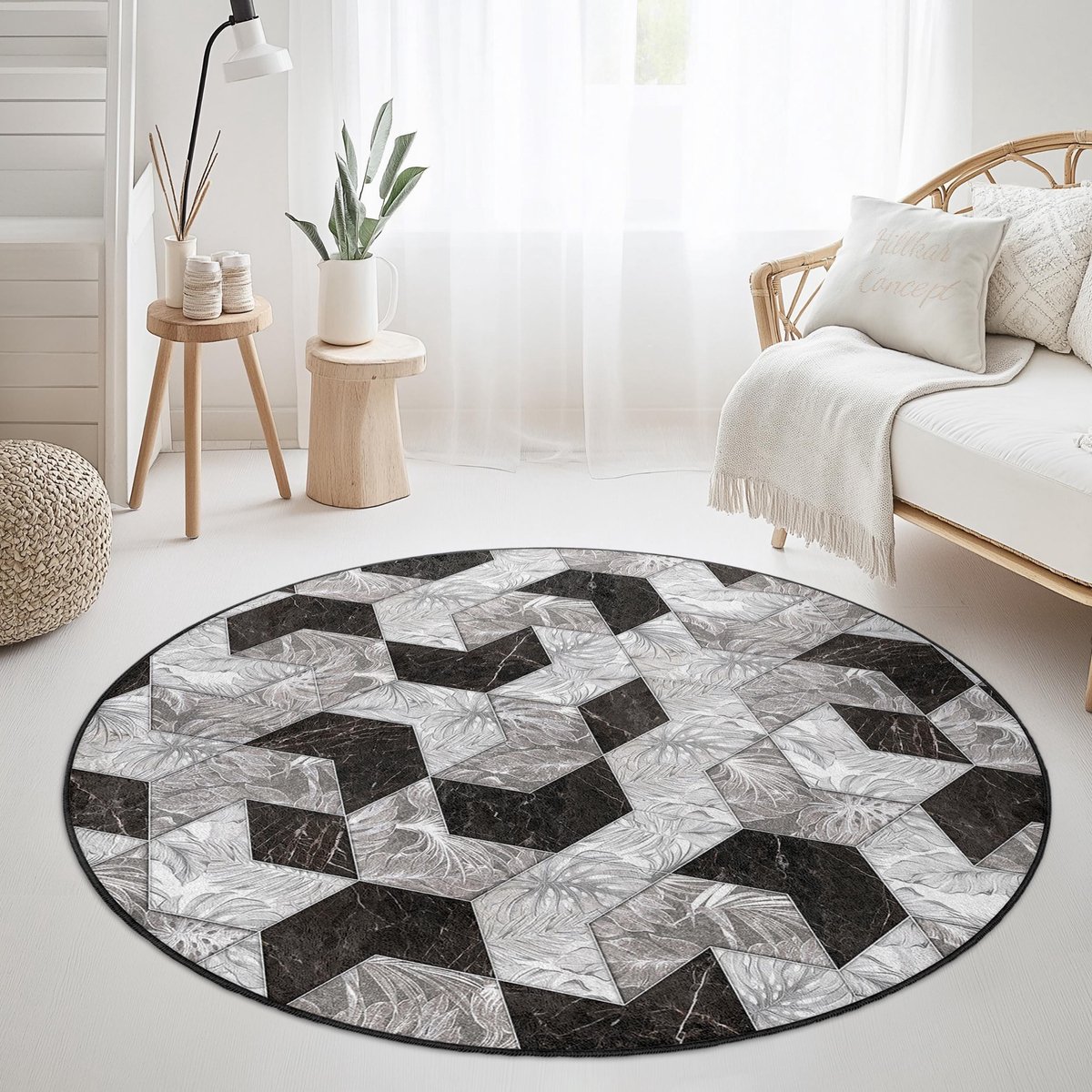 Mila Home - Tapijt Vloerkleed Rond - Wasbaar - Antislip - OEKO-TEX Gecertificeerd - Voor Woonkamer, Slaapkamer, Keuken & Hal - Runden 157 3