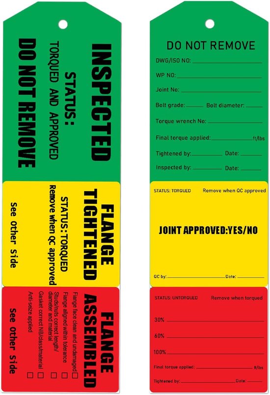 3-Torque Inspected Record Tag - 2.75×7.9 Inch - Inspected Equipment ...