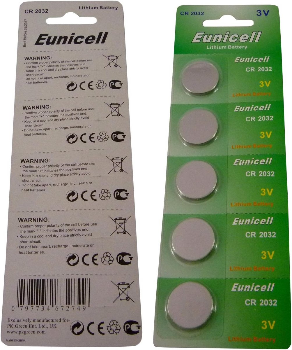 Button cell knoopbatterijen CR2032 3V - Verpakking van 5 stuks