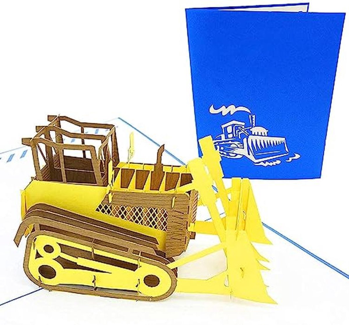 3D Bulldozer Pop-Up Wenskaart voor Vaderdag, Verjaardag, Afstuderen en Meer - Creatieve Kaart voor Elke Gelegenheid