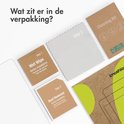 Inhoud van de verpakking van de screenprotector: reinigingsdoekjes, stofverwijderaar en handleiding.