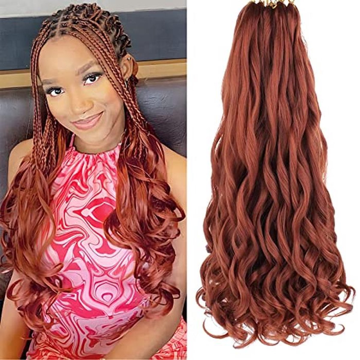 24 Inch Loose Wavy Curly Braiding Hair Extensions for Black Women - 8 Pack