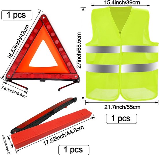 STOUCLA Veiligheidsvesten Auto – 4 Stuks, Universele Maat, 360° Reflecterend, Geel, Wasbaar – Voor Fietsers, Politie, Werkers En Chauffeurs