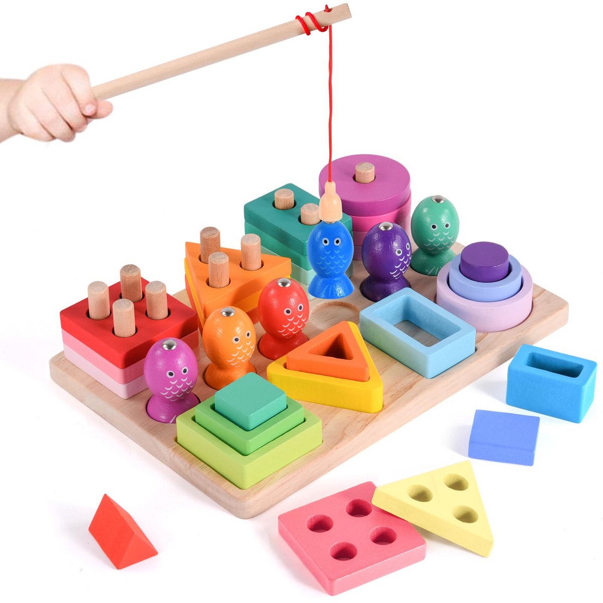 Montessori-speelgoed voor jongens en meisjes - Houten sorteerspeelgoed voor peuters - Houten blokken voor peuters en kleuters Motorische vaardigheden - Verjaardagscadeau voor baby's