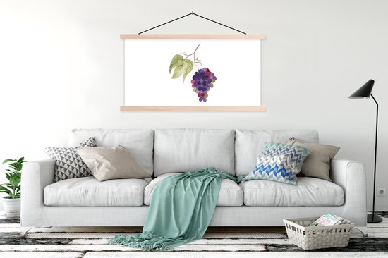 Porte-affiche avec affiche - Affiche scolaire - Raisins - Feuilles - Branche - 120x60 cm - lattes vierges