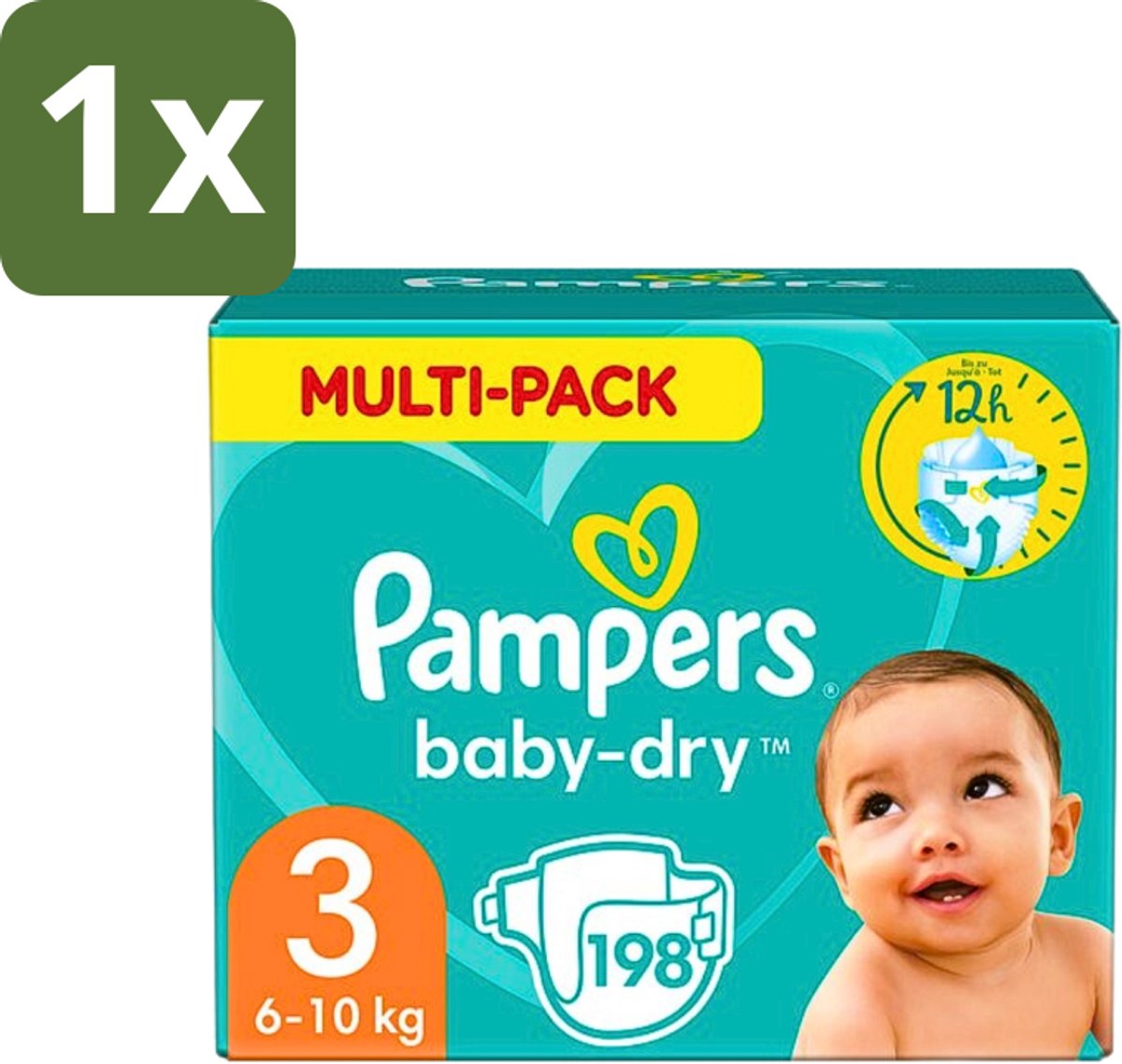 Pampers - Baby-Dry - Luiers - Maat 3 (6-10 kg) - 198 Luiers - 1 stuk