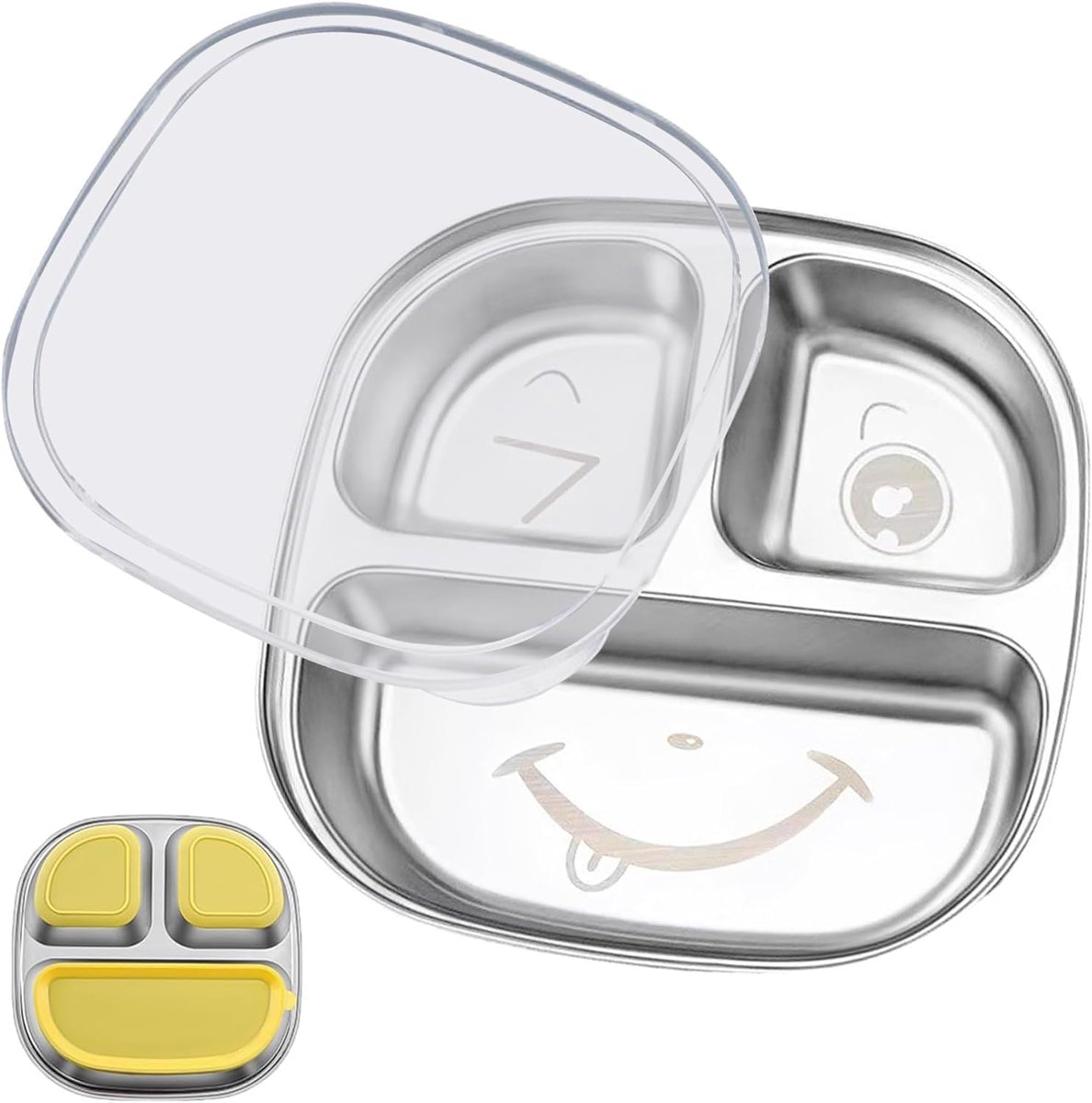 Unyqoos® RVS Kinderteller met Zuignap en Onderverdeling voor Veilig Eten
