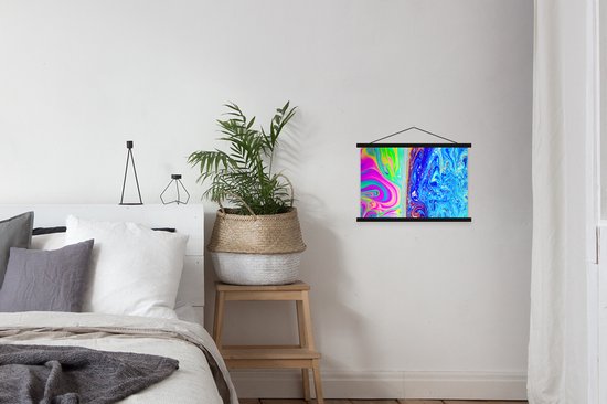 Art psychédélique coloré avec une commission scolaire de séparation lattes plates noir 60x40 cm - Tirage photo sur affiche textielposter (décoration murale salon / chambre)