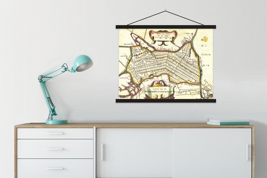 Carte historique de l'affiche scolaire Heerhugowaard lattes plates noir 60x45 cm - Tirage photo sur affiche textielposter (décoration murale salon / chambre)