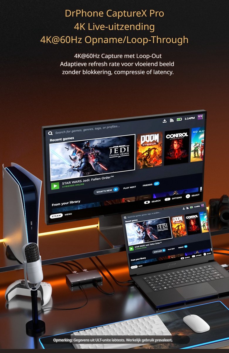 DrPhone CaptureX Pro - 4K240 Capture Card 4K60Hz HDR HDMI Loop-Out 240Hz USB 3.2 Live Game Opname Streaming thumbnail 2