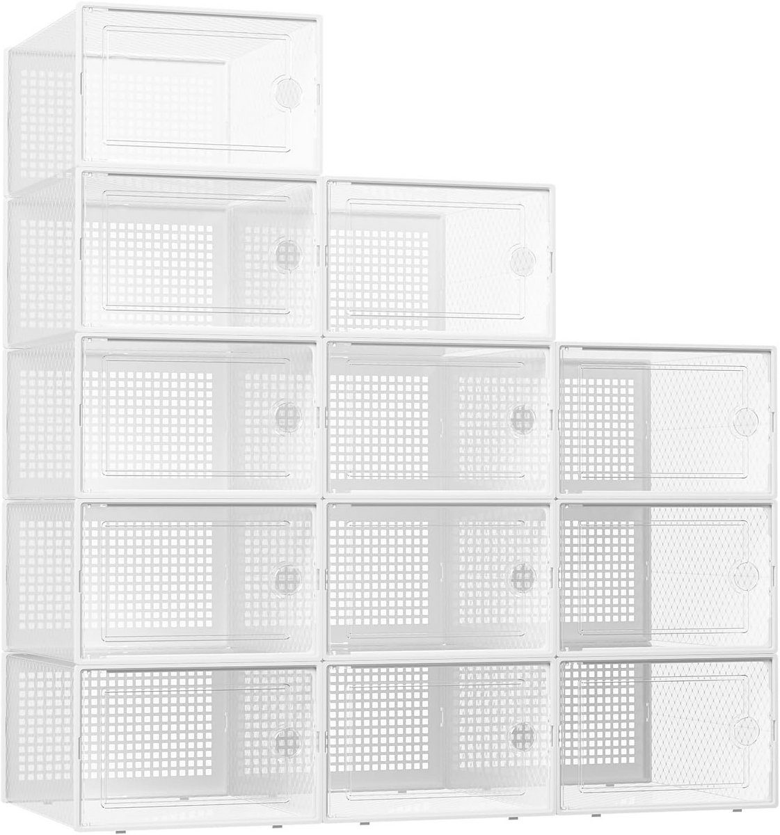 Schoenopbergdozen X-Large voor Kast - 12 Stuks - Geschikt voor Maat 11 - Wit