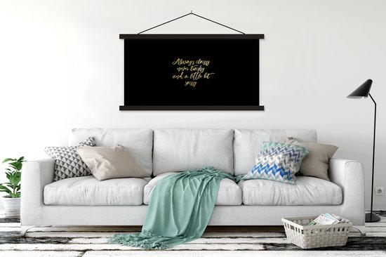Porte-affiche avec affiche - Affiche scolaire - Citations - Or - Zwart - 150x75 cm - Lattes noires