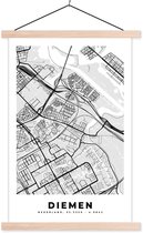 Porte-affiche avec affiche - Affiche scolaire - Plan de la ville - Diemen - Grijs - Wit - 40x60 cm - Lattes vierges