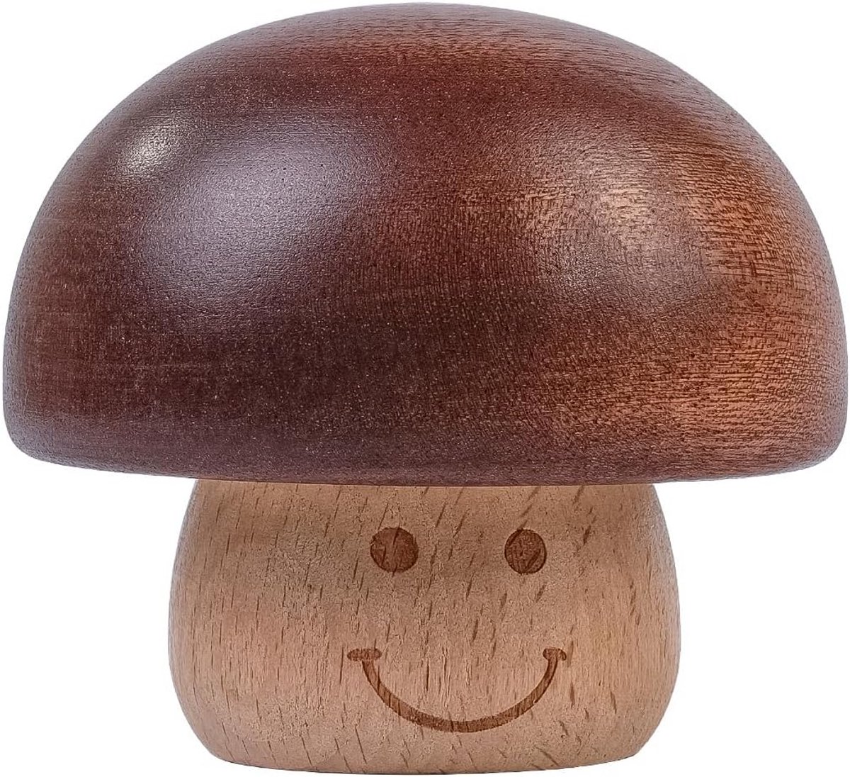 Houten Muziekdoos Paddenstoel met Glimlach (Smile Face) - Mechanisch & Gegraveerd Cadeau