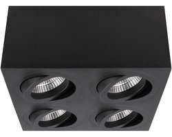 Yphix Palermo Opbouwspot - Vierkant - 4 Lichtpunten - Kantelbaar - 160x160mm - Zwart
