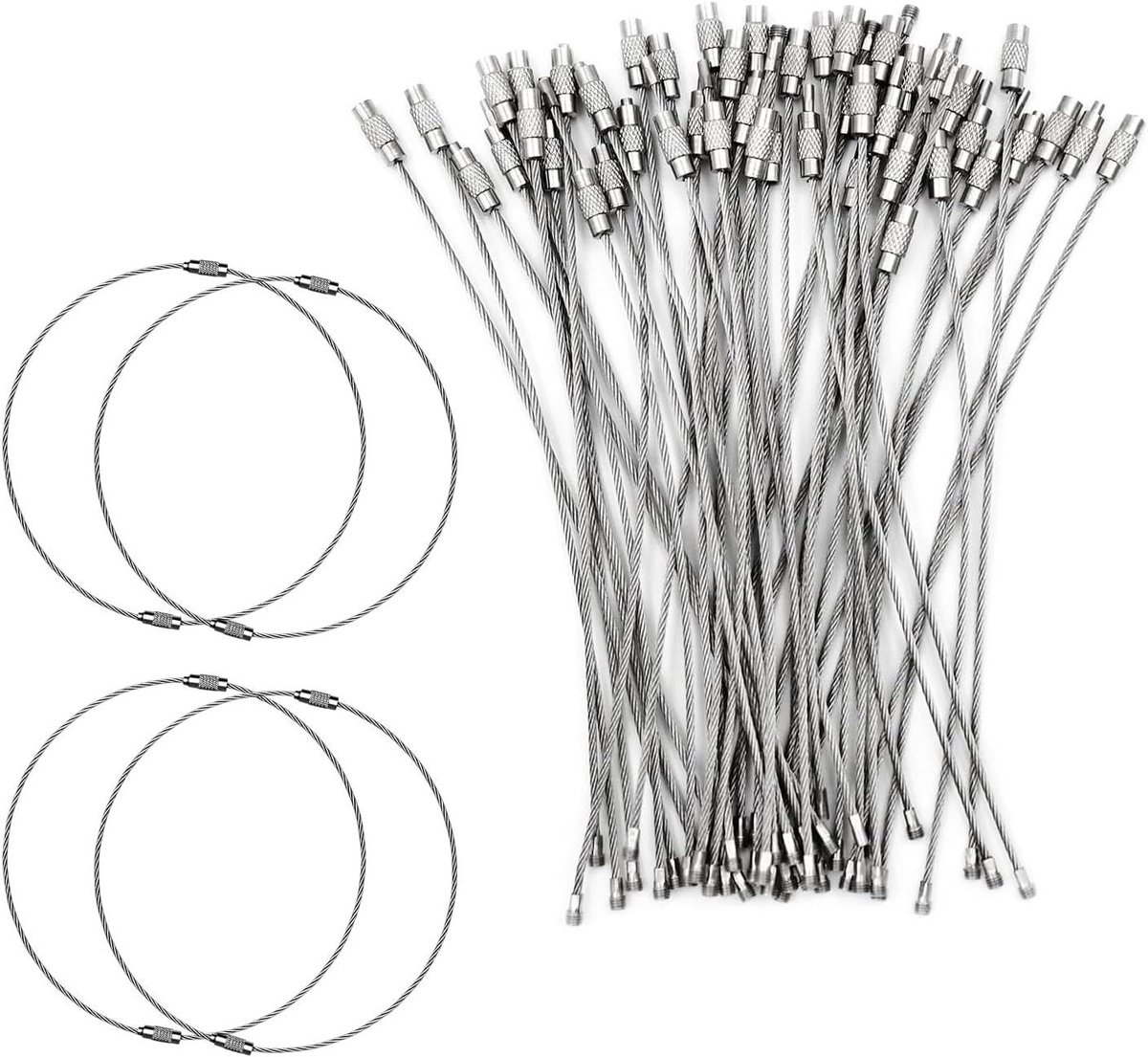 Ronte - Multifunctionele sleutelhanger van roestvrij staal met twist lock, geschikt voor sleutels, bagagelabels en autosleutels.