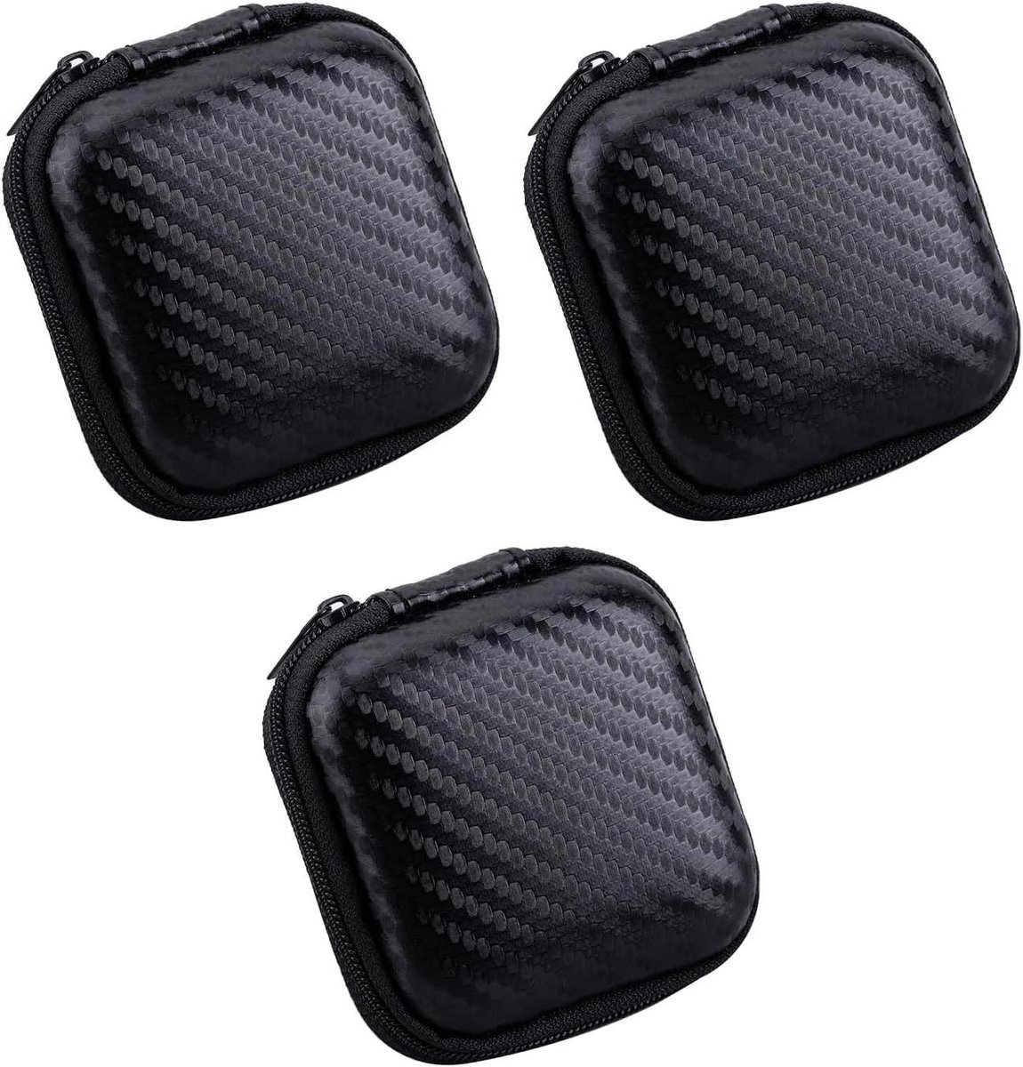 Ronte - Opbergdoos voor hoofdtelefoon, harde beschermhoes - Set van 3 - Opbergdoos voor mini-hoofdtelefoon - Vierkante beschermbox - Hoofdtelefoontas