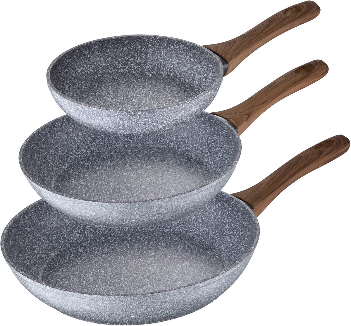 Set van 3 Koekenpannen - Gesmeed Aluminium - Geschikt voor Inductie - 18, 20 en 24 cm