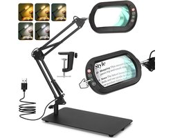 Unyqoos® Rechthoekige LED Vergrootglaslamp met 10x Verlichting en Flexibele Klem