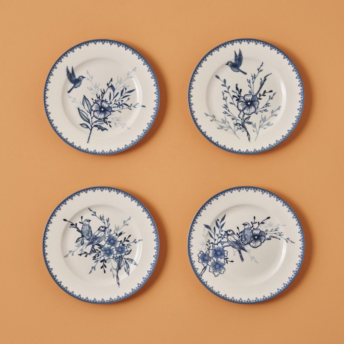Bleu Blanc Porseleinen borden 4 delig Blauw (21 cm)