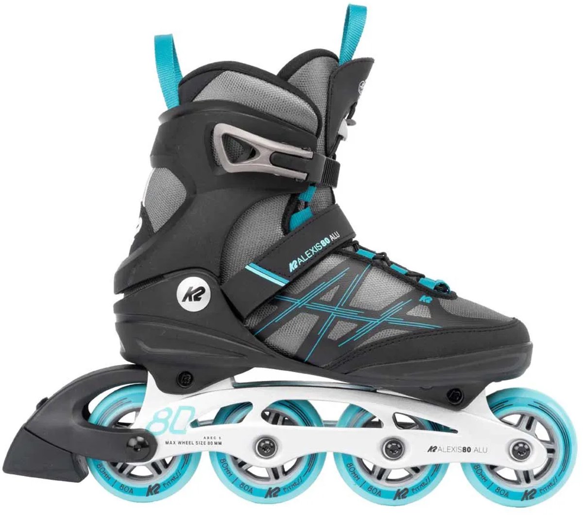 K2 Skate Alexis 80 Alu Inline Skates Voor Dames 1/2 Vrouw Grijs