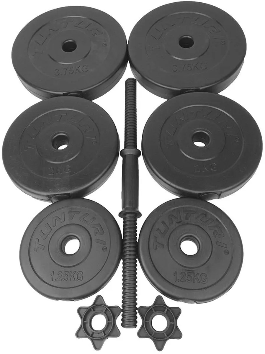 Tunturi Gewichten - Halterset - Dumbbell Set - 2 Stuks - Totaal 28kg - Zwart - Vinyl - incl. gratis fitness app – foto 3