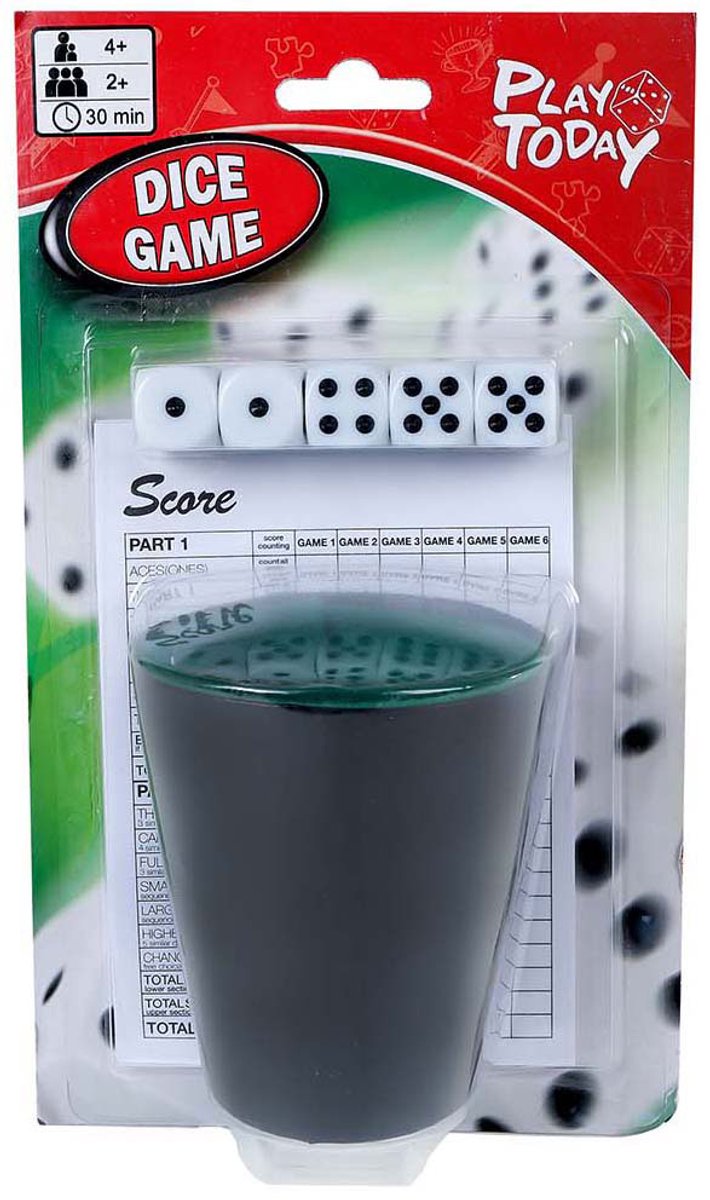 Play Today Dobbelspel met Beker en 5 Dobbelstenen