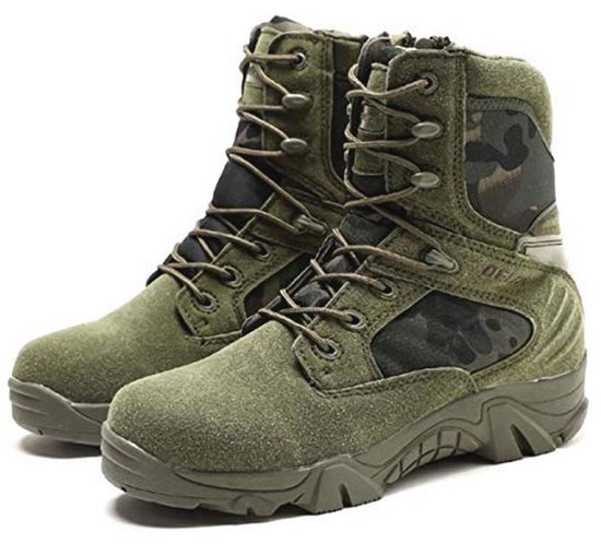 Lilychan heren tactische laarzen delta zijrits militaire werk 8 inch legerschoenen, groen een, 46 EU, Groen een