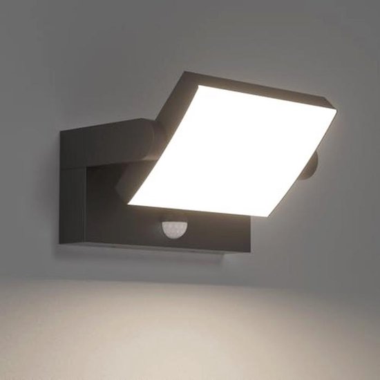 LED Buiten wandlamp met schemerschakelaar / dag-nacht sensor met bewegingsmelder zwart met dimlicht en sensor op solar - Charlotte Modern IP65 Buitenverlichting kubus / vierkant
