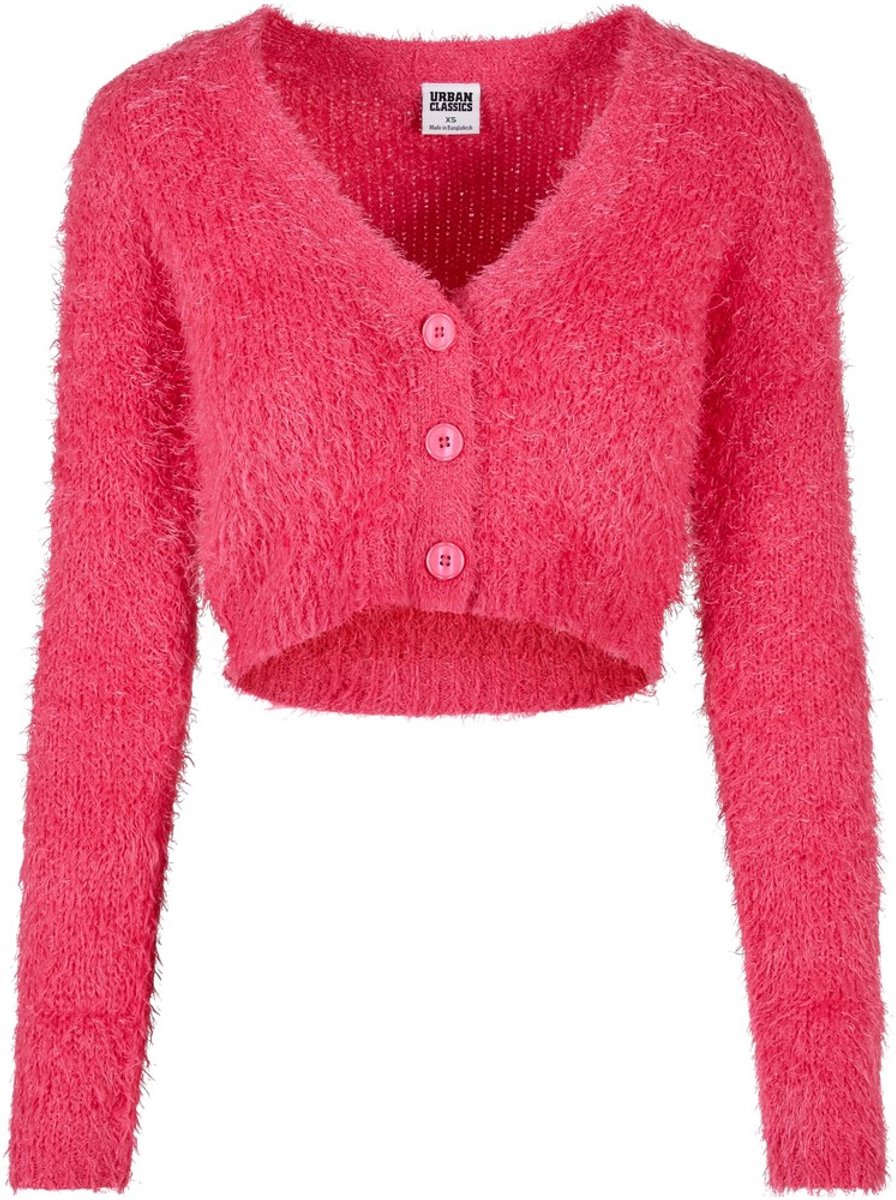 Urban Classics Cropped Feather Cardigan XXL Roze